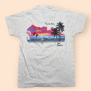 Vintage 1980s T Shirt Sun Country Surf Wear Puerto Rico Medium Vtg 80s